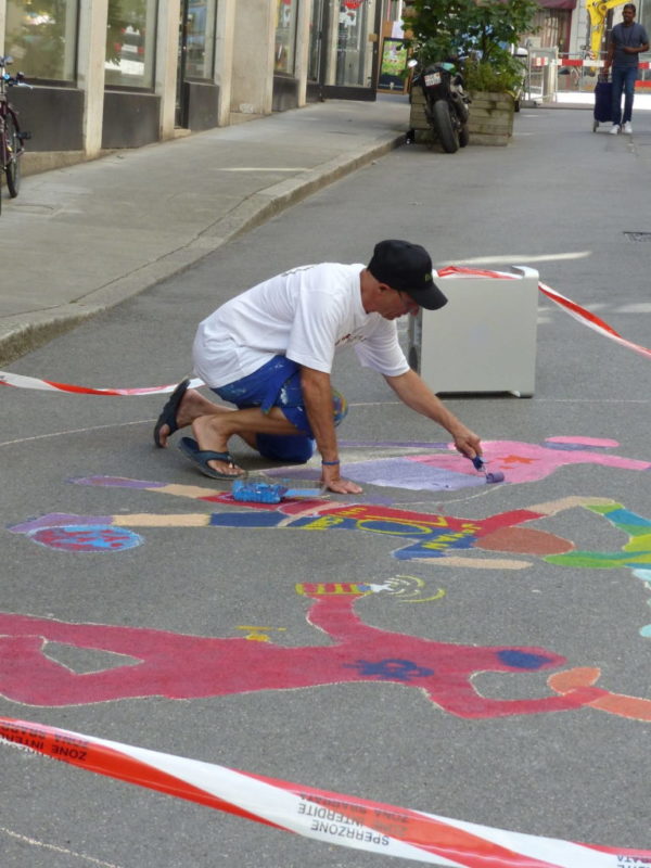 Peinture participative, avec Jérôme Bichsel - Fête des 10 ans d'itopie informatique à Genève le 4 juin 2022