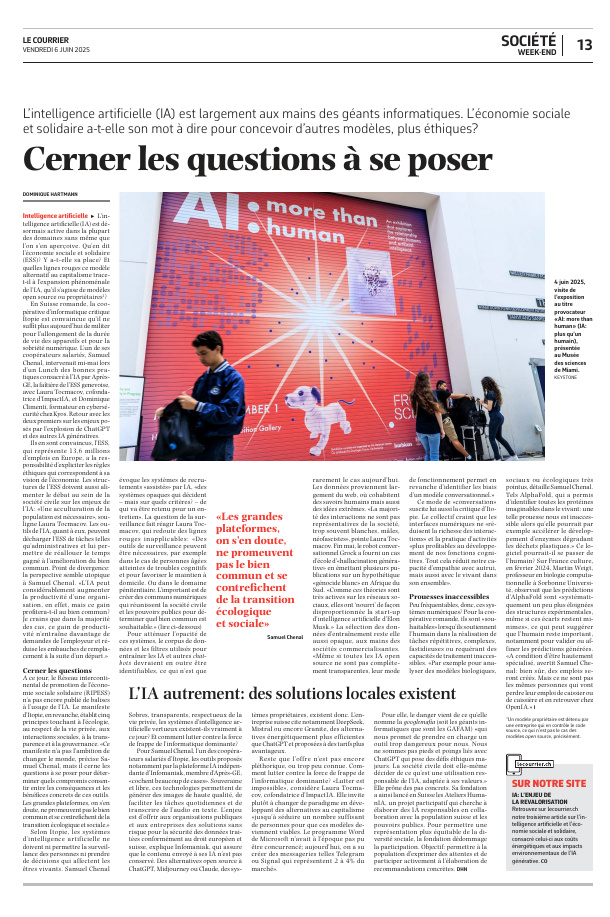 ArticleLeCourrierIa Aperçu de l'article du Courrier du 6 juin 2025
