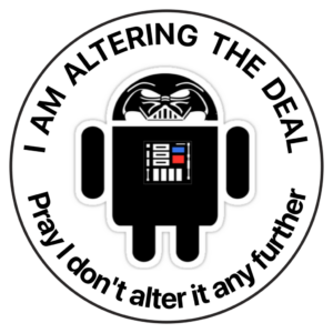 Robot Android annonçant briser un accord